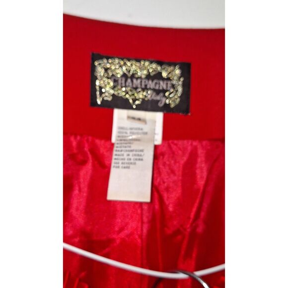 A Champagne Women's Two Piece Dress Red Vintage Embellished Grandma Core 24W - Picture 4 of 11